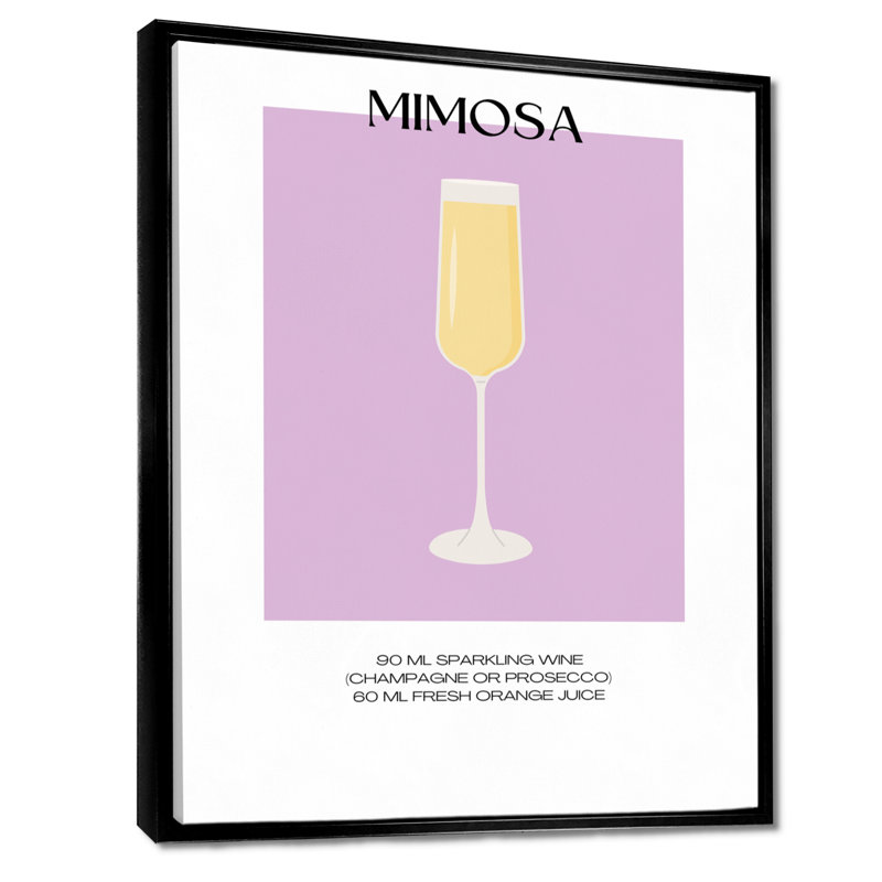 Champagne Mimosa, impression d'art mural, Cadre flottant noir, H 32 po x l 24 po