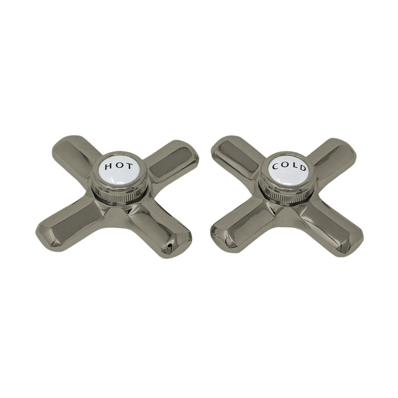 Strom Living P0217 Crosspoint Handles with Porcelain Button in Chrome, Nickel mat
