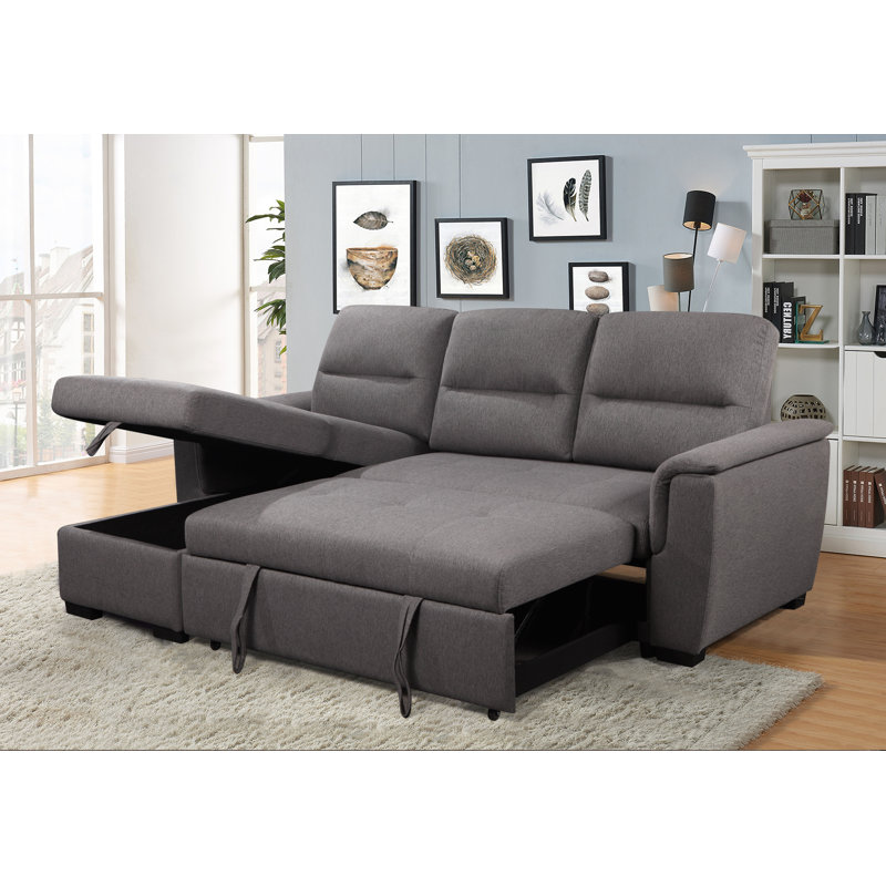 Canapé-lit et chaise longue réversible de 90 po Cheridon, 100% polyester gris