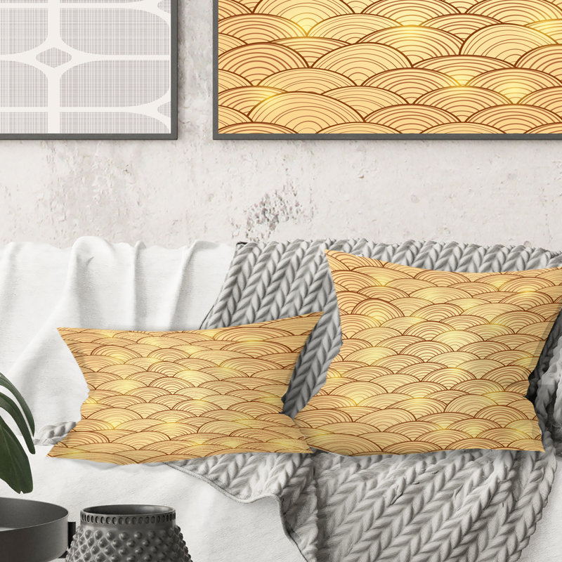 Coussin Golden Clouds In The Sky - Mid-Century Modern Printed, 16 po x 1 po