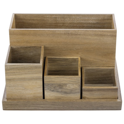 Solid Wood Stackable Desk Organiser Set