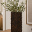 Grand vase décoratif Dylan, motif carré en relief, résine bronze 14 pouces