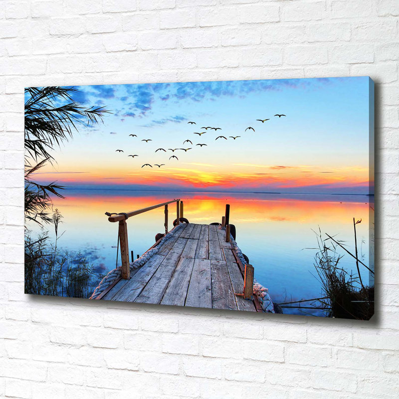 Pier At The Lake - Wrapped Canvas Print