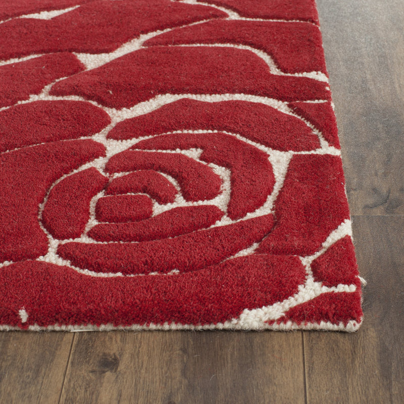 Cannen Hand Tufted Wool Floral Rug, Rectangle 6' x 9'