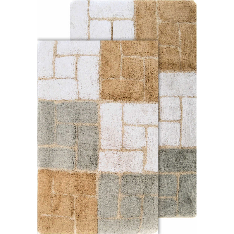Classic Color Cotton Blend Non-Slip Bath Rug, Spa