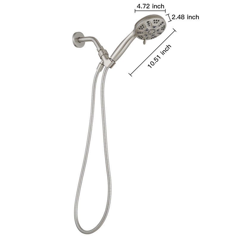 Brushed Nickel Wall Mount Handheld Shower Head with Adjustable Bracket
