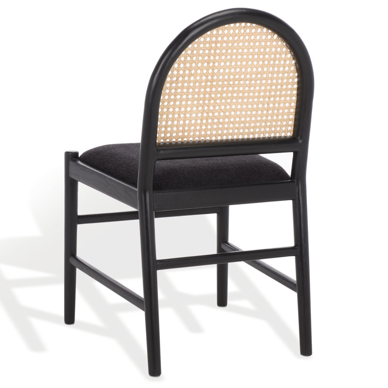 Laylie Leather Upholstered Dining Chair, Black Boucle, Black