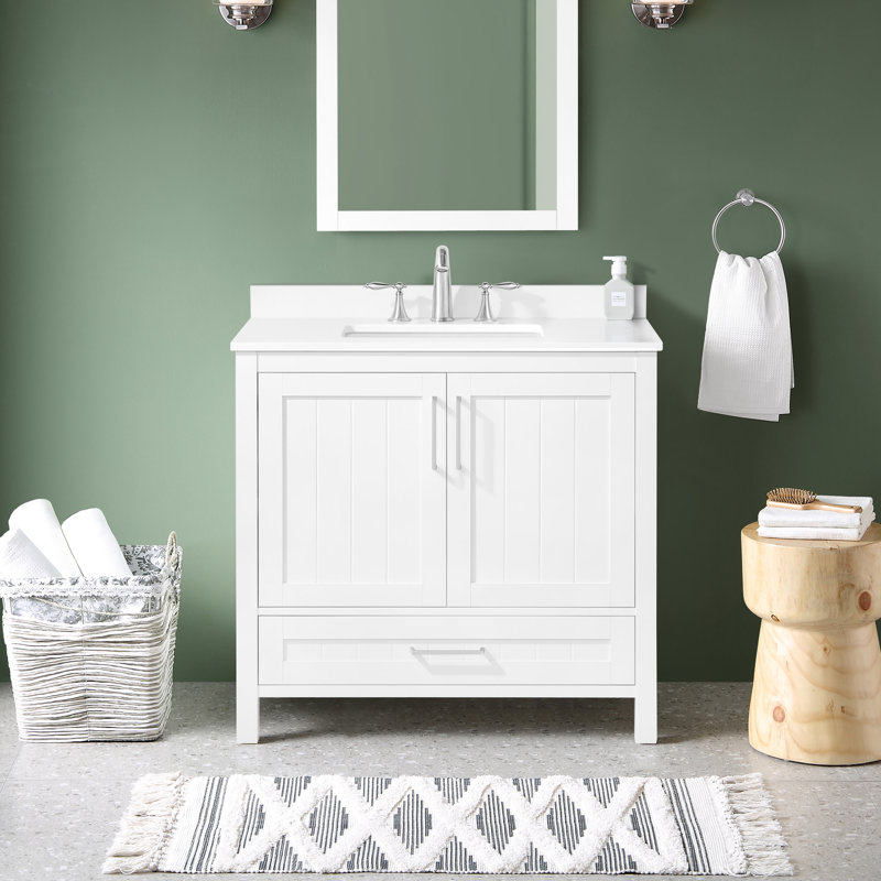 Kansas 35.98" Single Bathroom Vanity Set, White