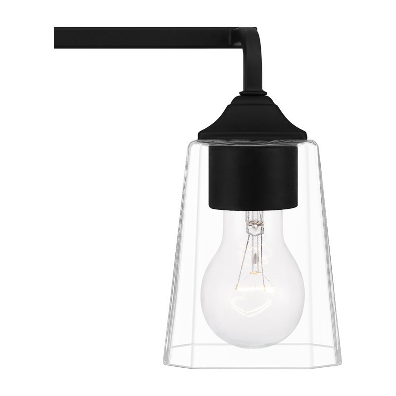 Éclairage pour salle de bain 4 lumières Leyden, Noir mat, Transparent