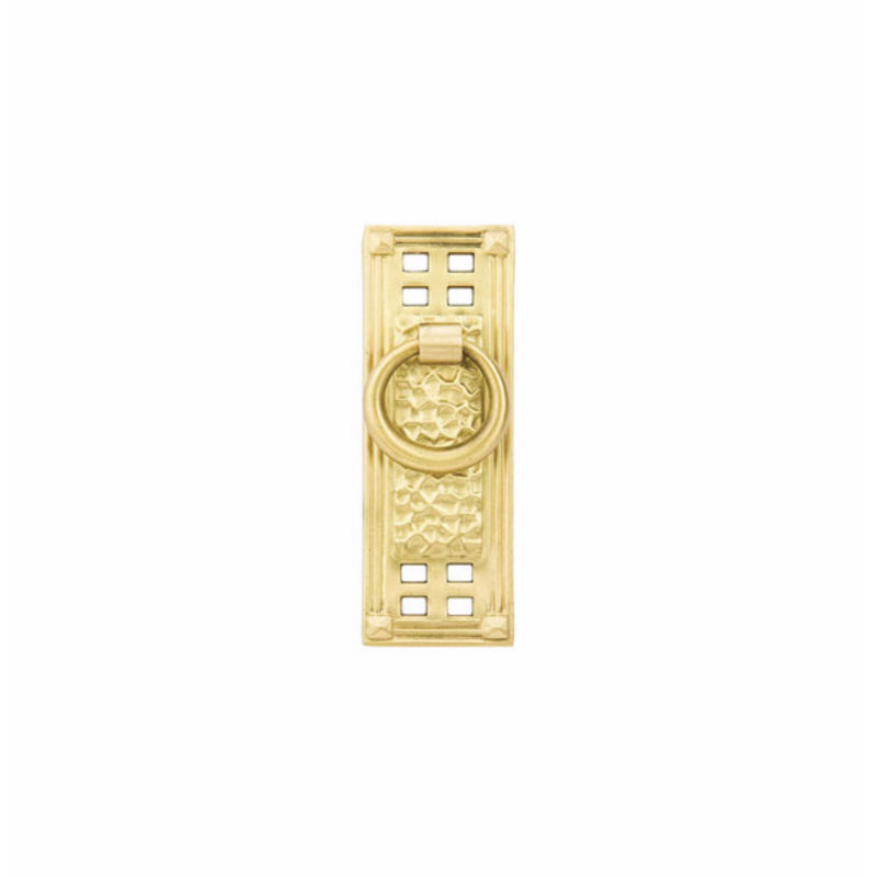 Emtek Hammered Vertical Ring Pull 1-1/2" Center-to-Center, Satin Brass