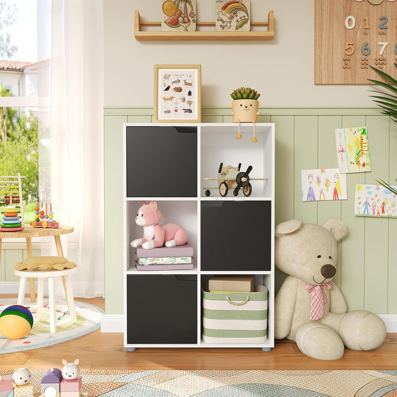 Hasset 91cm H x 59.6cm W Engineered Wood Cube Bookcase, Black/White
