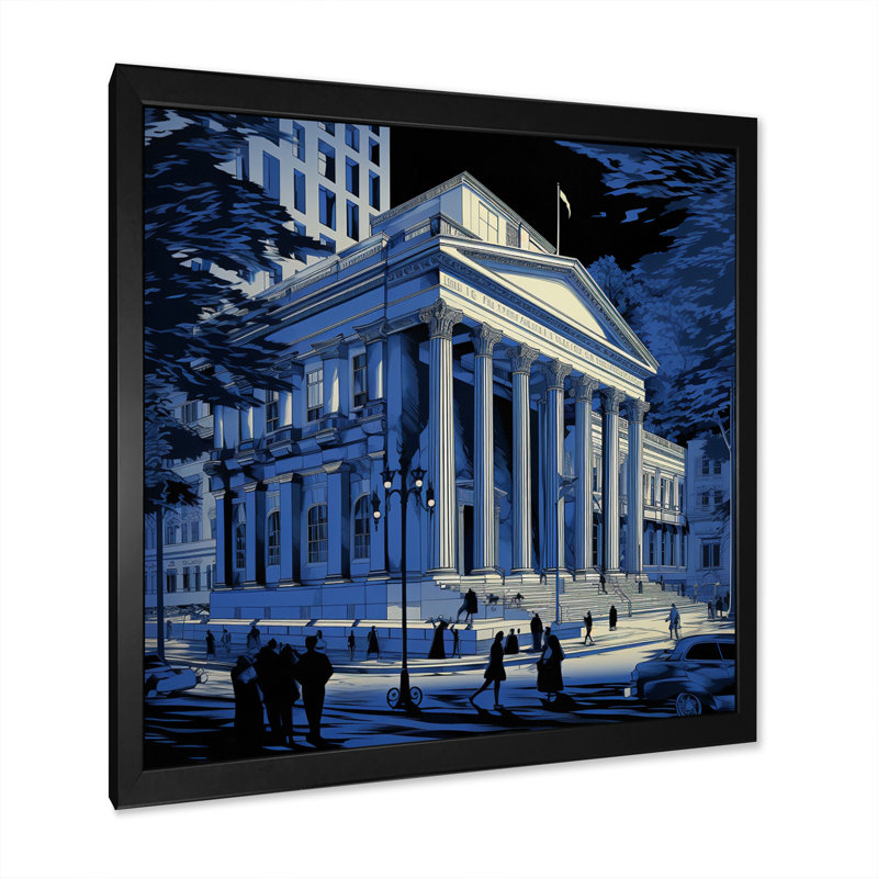 «Blueprint of Washington Architecture» sur impression sur toile, H 24 po x l 24 po x P 1 po, Cadre simple noir