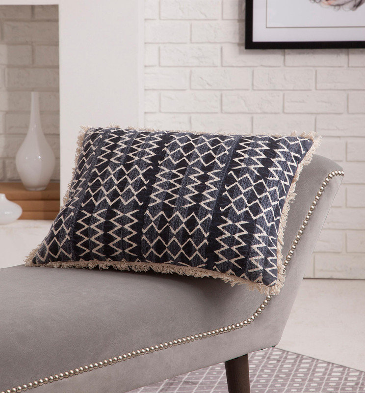 Coussin lombaire bleu marine / blanc - Coussin décoratif pour canapé, chaise de bureau, lit, confort doux