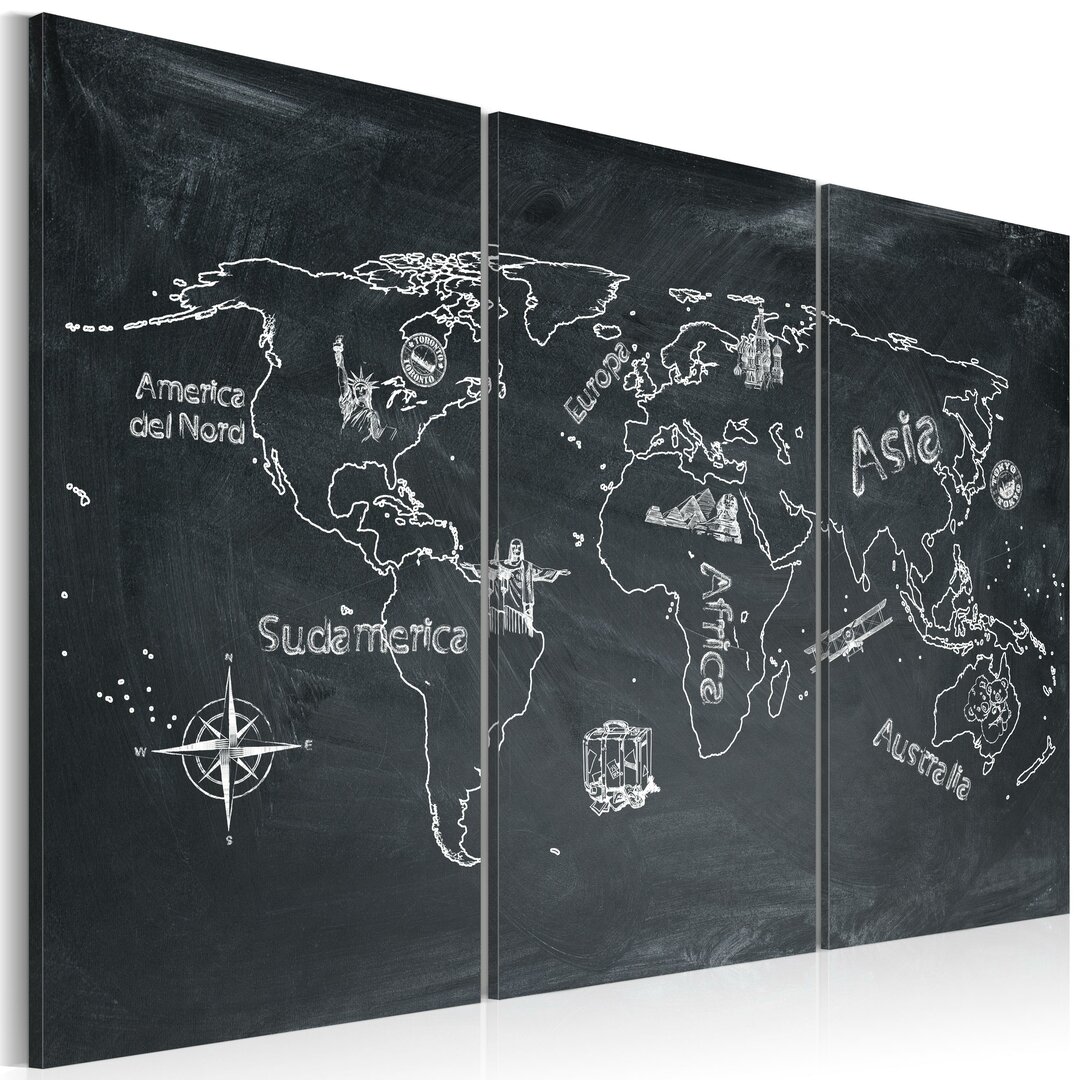 3-tlg. Leinwandbilder-Set Geography Lesson