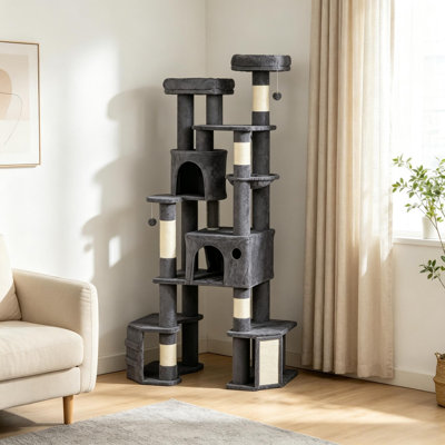Pouces pour chat et arbres à chat, tour moderne en peluche pour 1 à 3 chats
