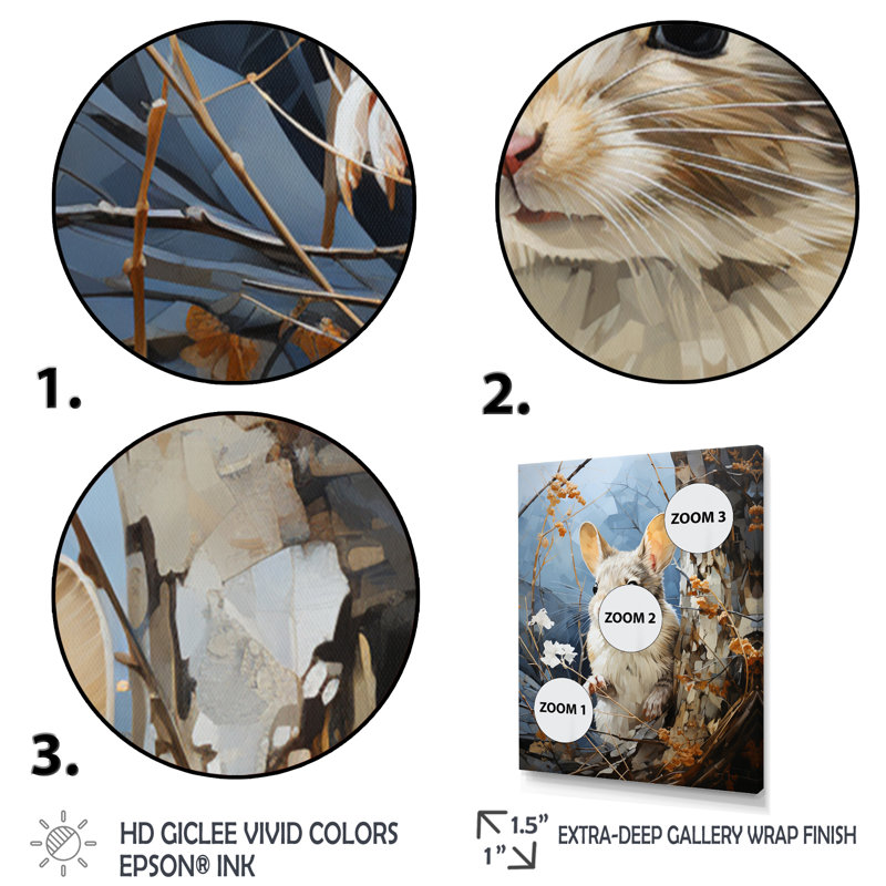 «Rodent Silent Observer Pastoral», reproduction d'art sur toile, Toile tendue, H 32 po x l 24 po x P 1 po