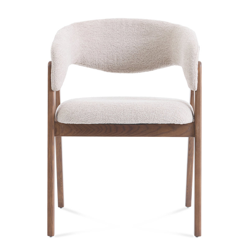 Riverton Walnut Effect Wooden Frame Dining Chair, Cream