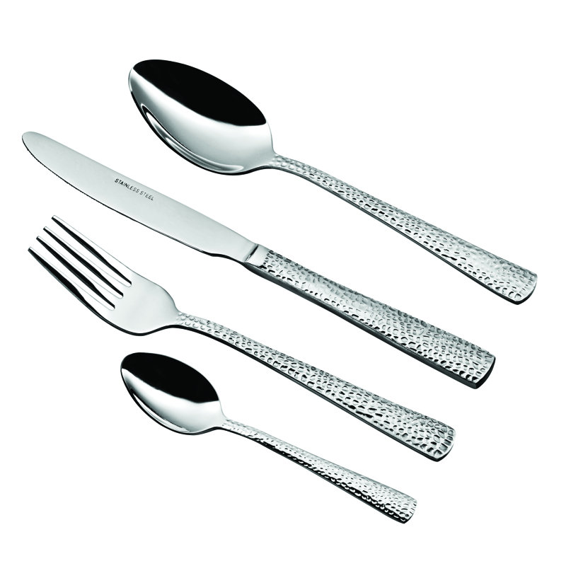 Hammered 24 Piece Cutlery Set, Service for 6