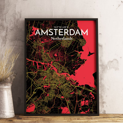 Amsterdam City Map - No Frame Print