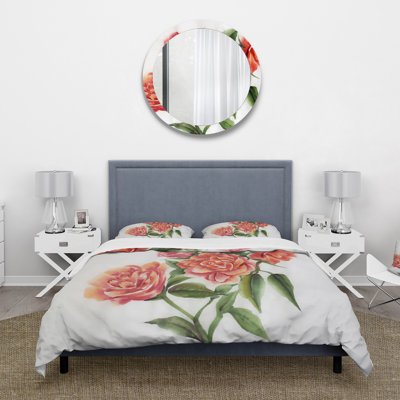 Orange Orange Roses - ensemble de housse de couette traditionnel - microfibre de polyester
