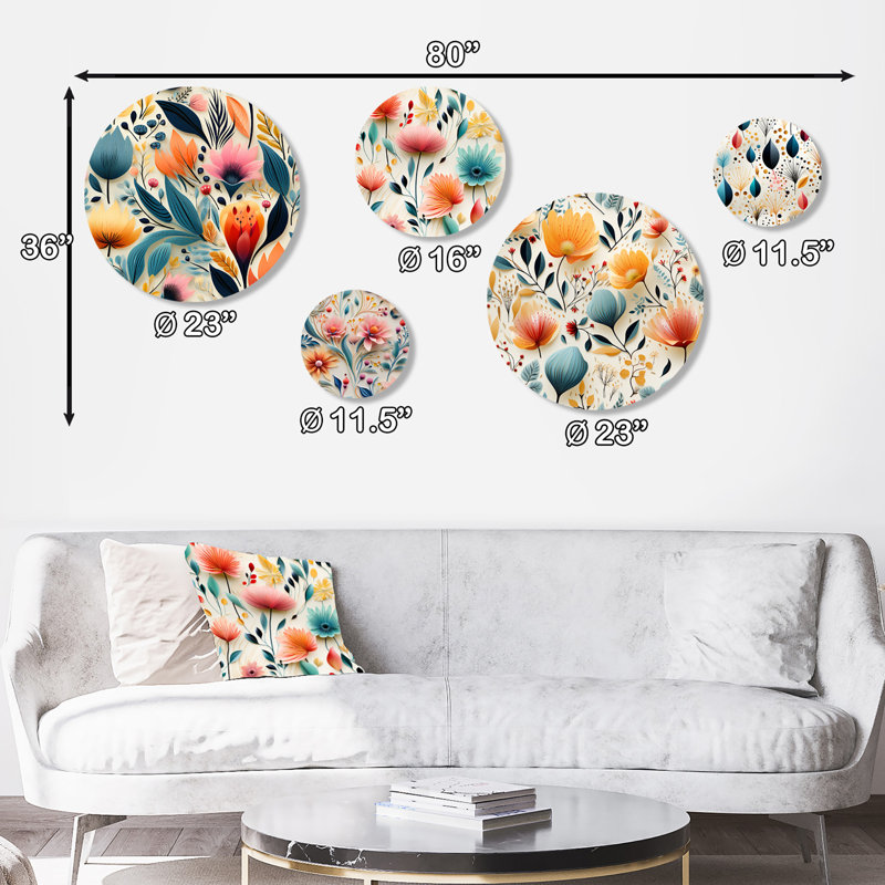 Ensemble d'art mural rond 5 pièces
