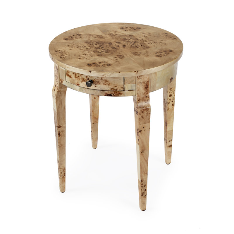 Archer 1 Drawer Burl Side Table, Natural 