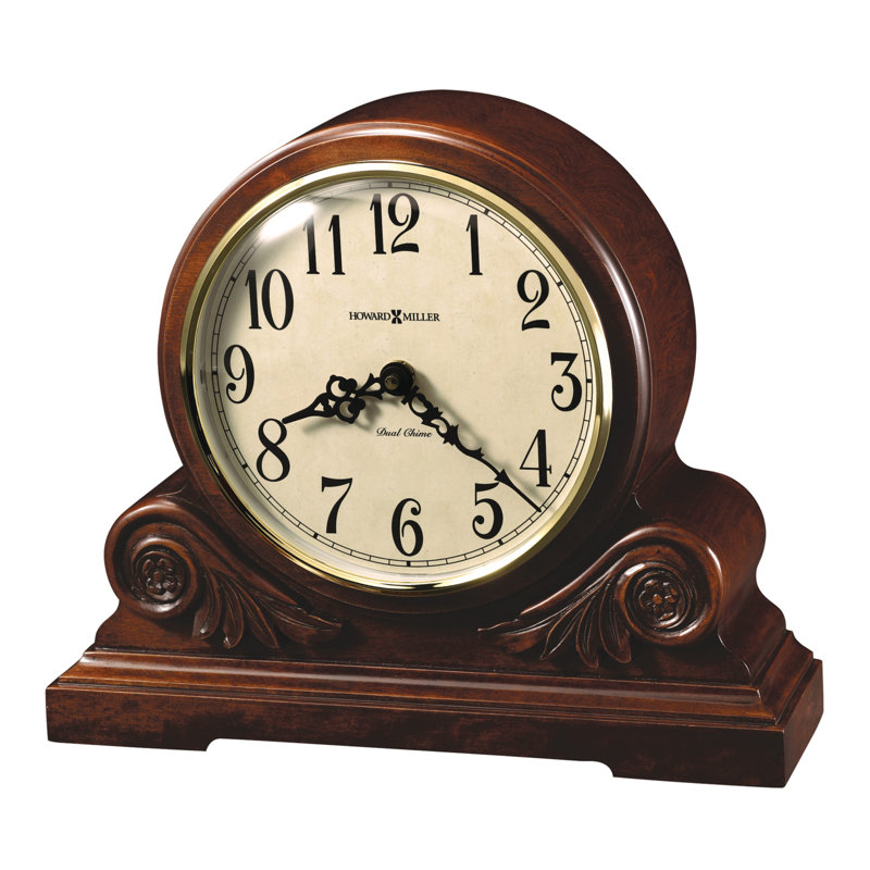 Traditional Analogue Cherry Wood Quartz Movement / Crystal Tabletop Clock in American Cherry