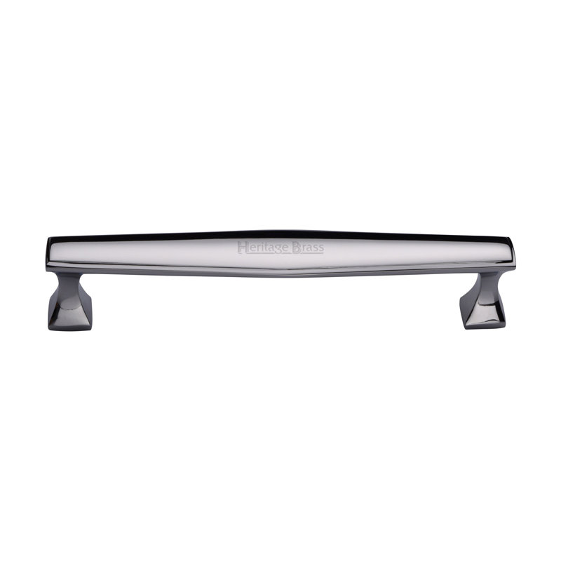 Heritage Brass Heritage Cabinet Pull Deco Design, Polished Chrome, 2.5cm H x 11.3cm W x 3.5cm D