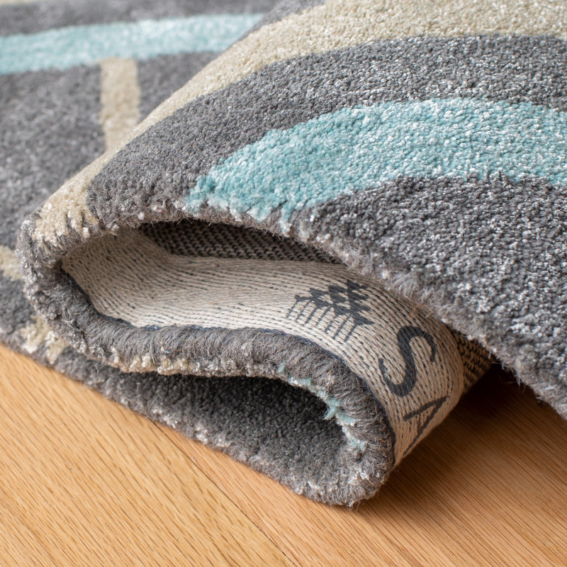Deedre Hand Tufted Wool & Viscose Geometric Rug, Square 6'
