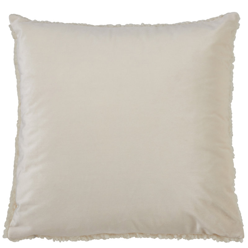 Ivory Faux Fur Square Throw Pillow 18"