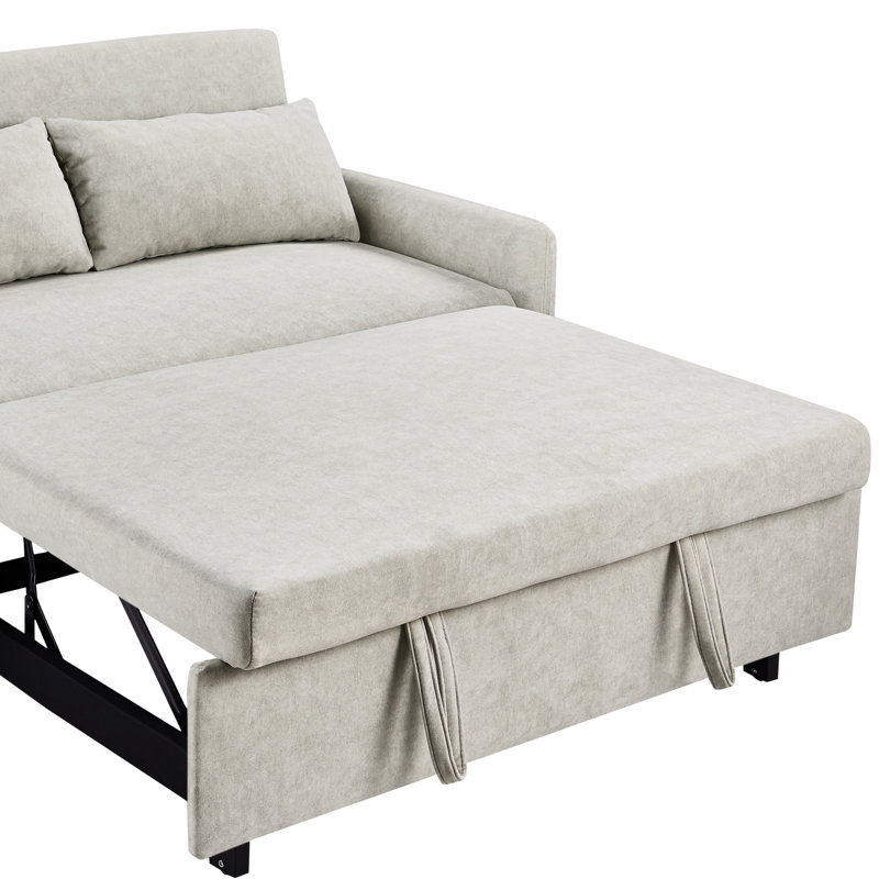 Sommeil escamotable beige avec tissu respirant, ports - pour canapé de salon réglable, ports, poches de rangement et 2 coussins dans la chambre à coucher