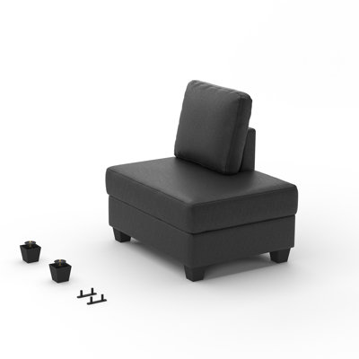 Faux Leather Right Chaise Ottoman Single Chair