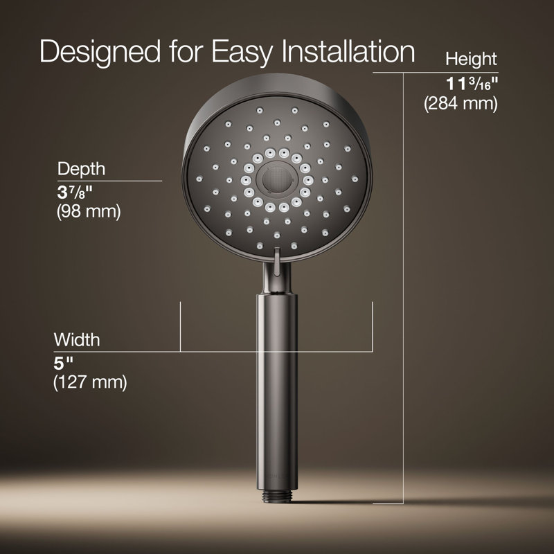 Kohler Purist Component Tempered Massage Handheld Shower Head with MasterClean Spray Nozzle, Vibrant Titanium