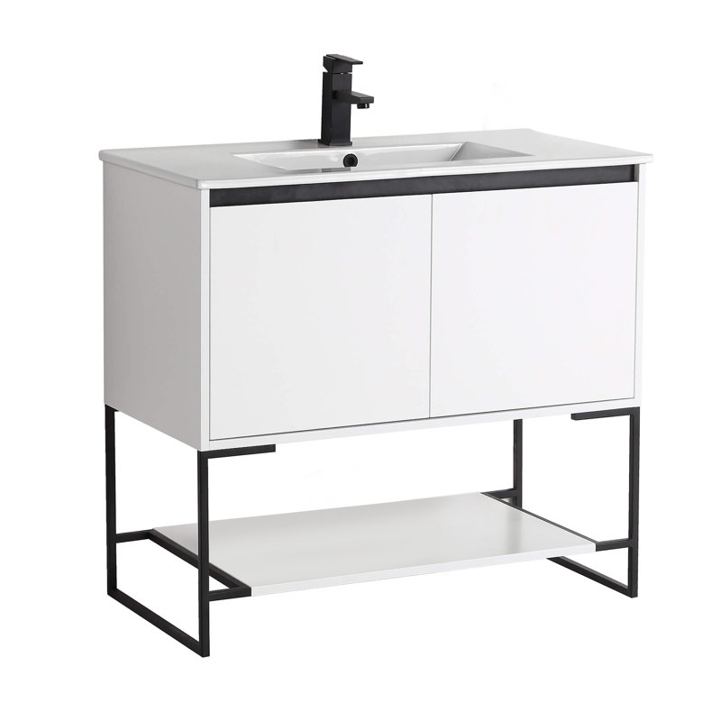 Ensemble de meuble-lavabo simple 36 po Carliana, Blanc