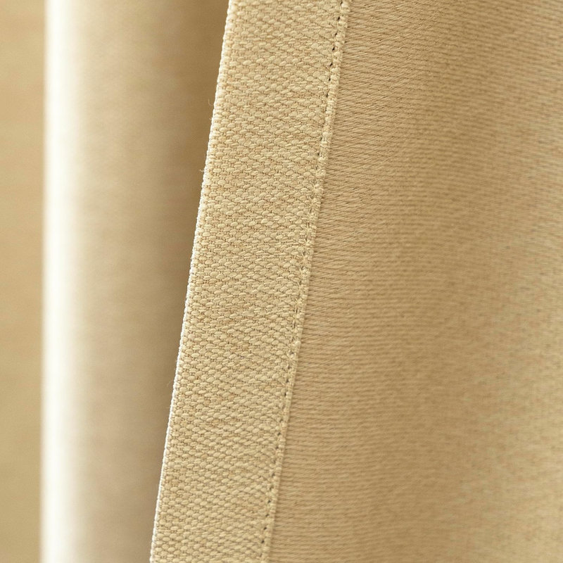 Kassia Pinch Pleated Faux Linen Textured Blackout Thermal Insulated Curtains, 52" W x 108" L, Beige