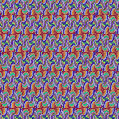 Tapis rouge/bleu à motifs