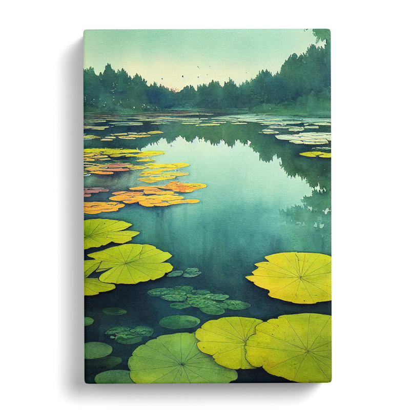 Watercolour Pond Vol.2 - Wrapped Canvas, 50cm H x 35cm W x 3cm D