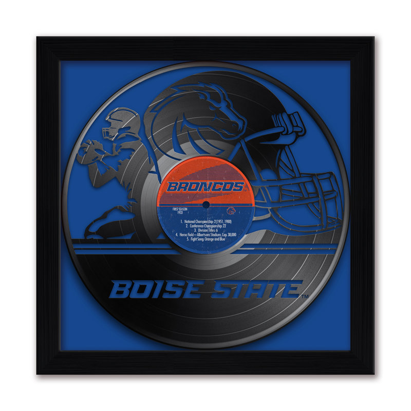 Disque vinyle NCAA-CLC Broncos State Boise - Football américain - Impression encadrée 13" x 13", NCAA Boise State
