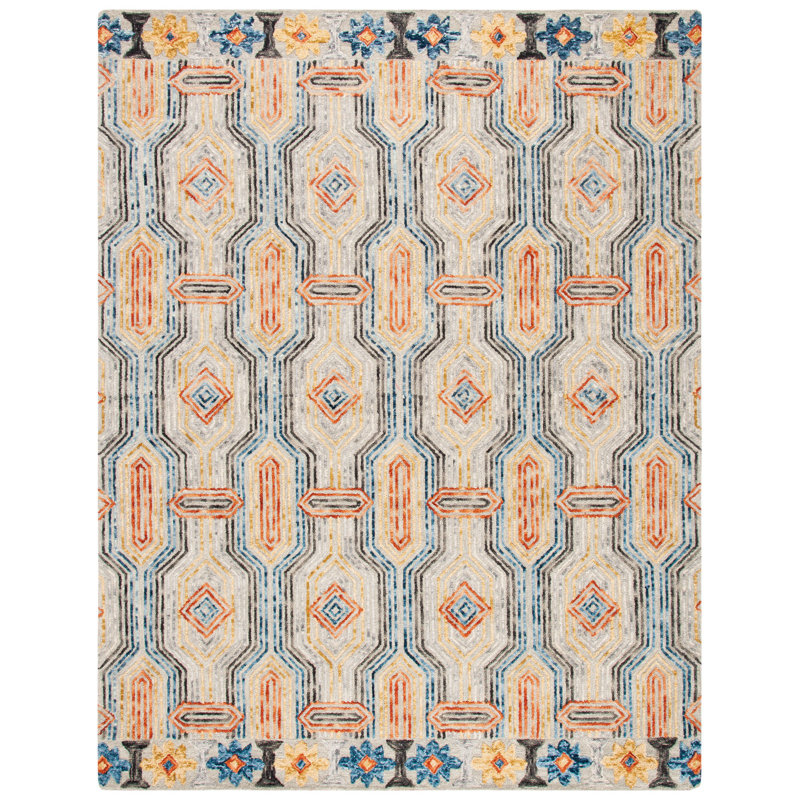 Tapis en laine et coton touffeté à la main Rubalcava, Rectangle 8 pi x 10 pi