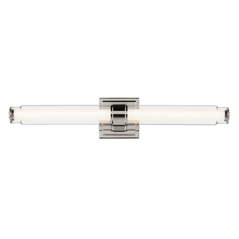 Barre de bain linéaire 26,5 "à DEL moyenne avec verre transparent, Nickel poli