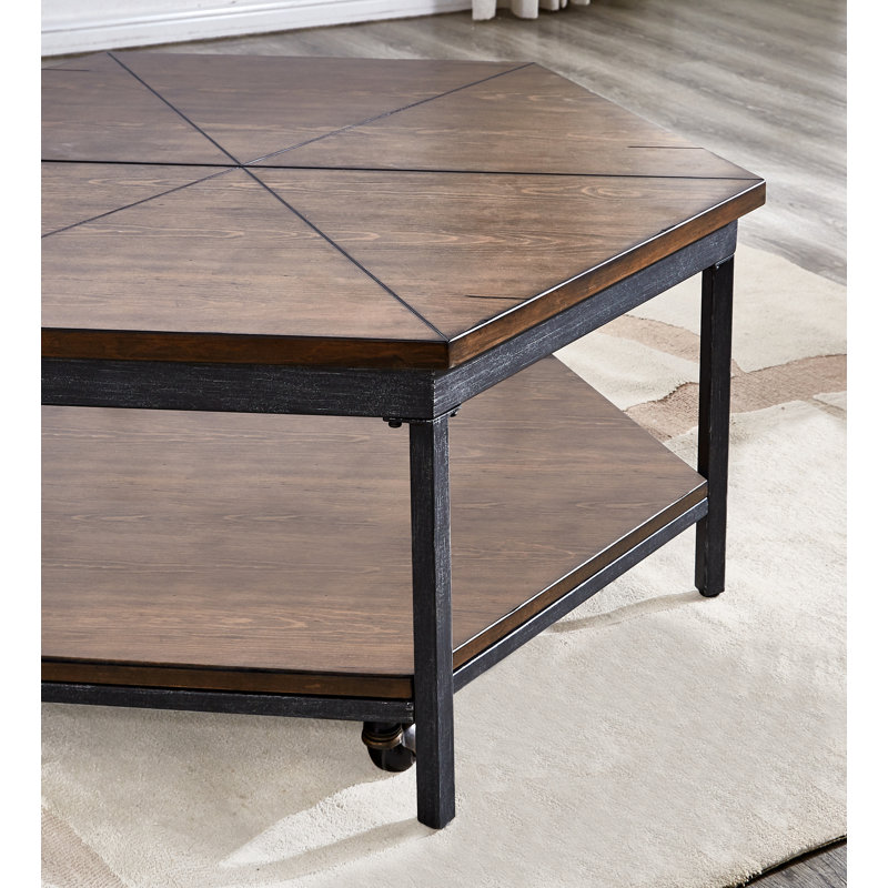 Ultimo - Table de cocktail hexagonale à plateau relevable - Brun