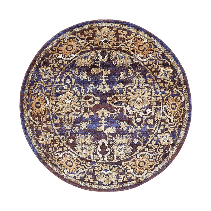 Koury Floral Indoor Rug, Round 5'