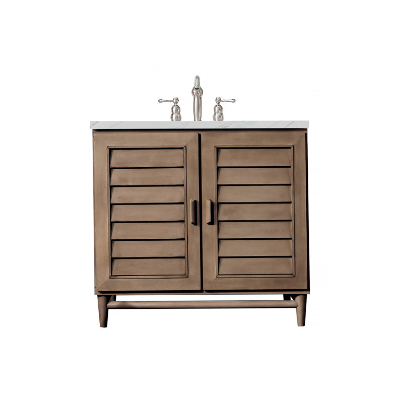 Portland 36'' W Single Vanity, Ethereal Noctis, 8" Widespread, Whitewashed Walnut