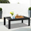 Table basse d'extérieur moderne en aluminium gris résistant aux intempéries, de forme rectangulaire, avec plateau à lattes, facile à nettoyer et anti-rayures.