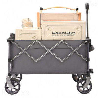 Portable 400L Foldable Utility Wagon with All-Terrain Wheels & Adjustable Handle