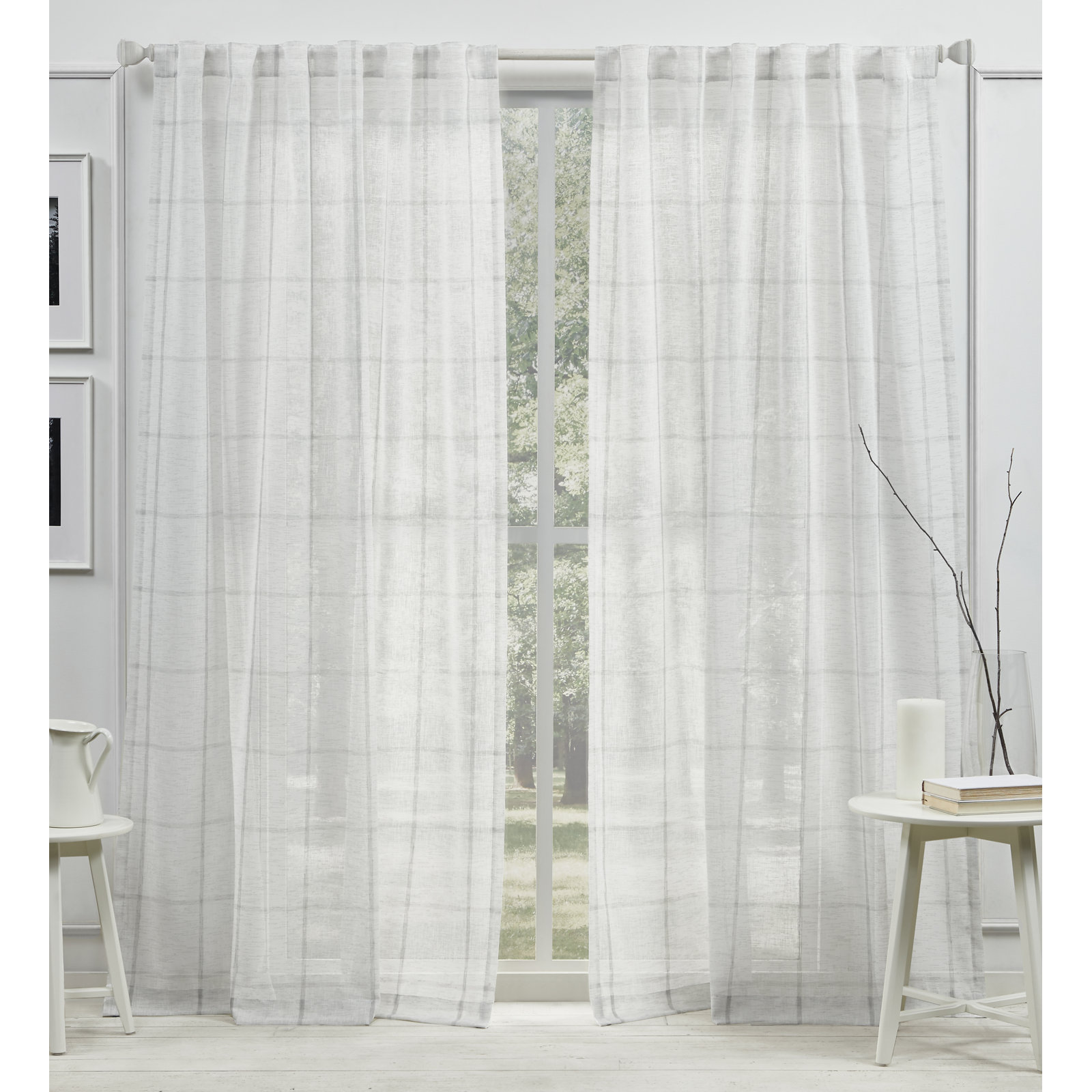 Lauren Ralph Lauren Rubin Sheer Curtain Panel, Gray, 54" x 108"