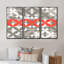 Fleur rouge sur fond gris et blanc - ensemble de 3 toiles encadrées-1525243093-1525243090