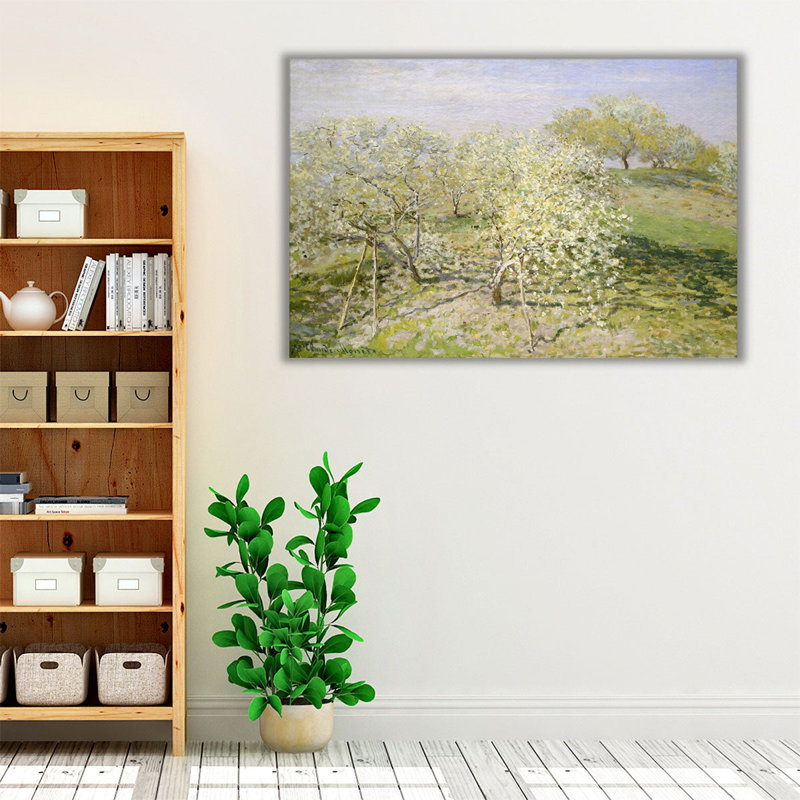 Printemps (arbres fruitiers en fleurs), 1873 - reproduction d'art sur toile, H 20 po x l 30 po