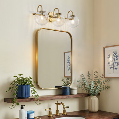 Modern 3-Light Bathroom Vanity Light With Ribbed Glass Shades