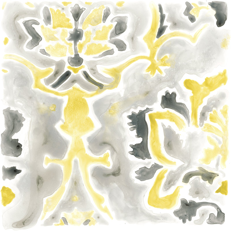 " UA CH Citron Damask Tile IV " by June Erica Vess, 12" H x 12" W x 1.25" D